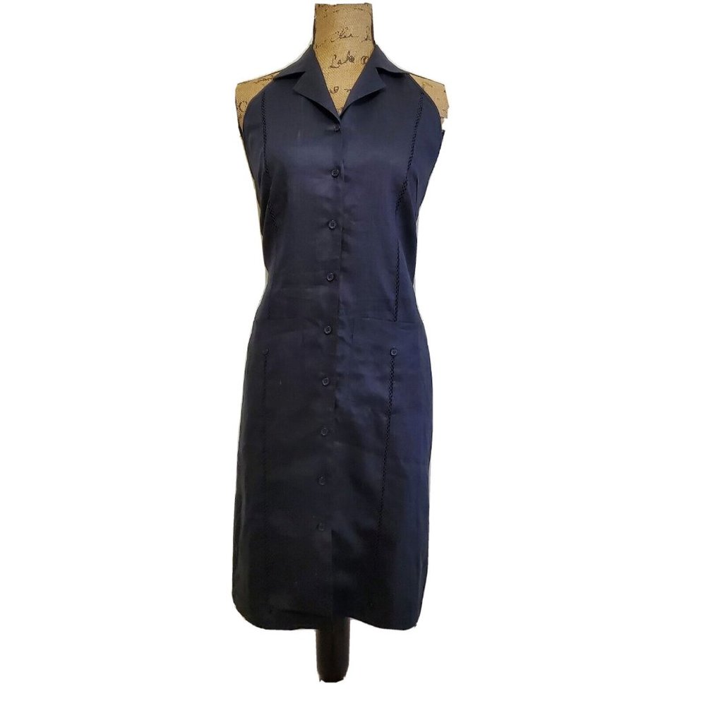 Alexandria Nicole Black Halter Dress Linen Size M Linen